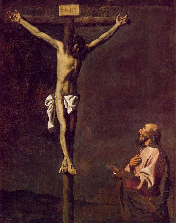 Francisco de Zurbaran Saint Luke as a Painter before Christ on the Cross Sweden oil painting art